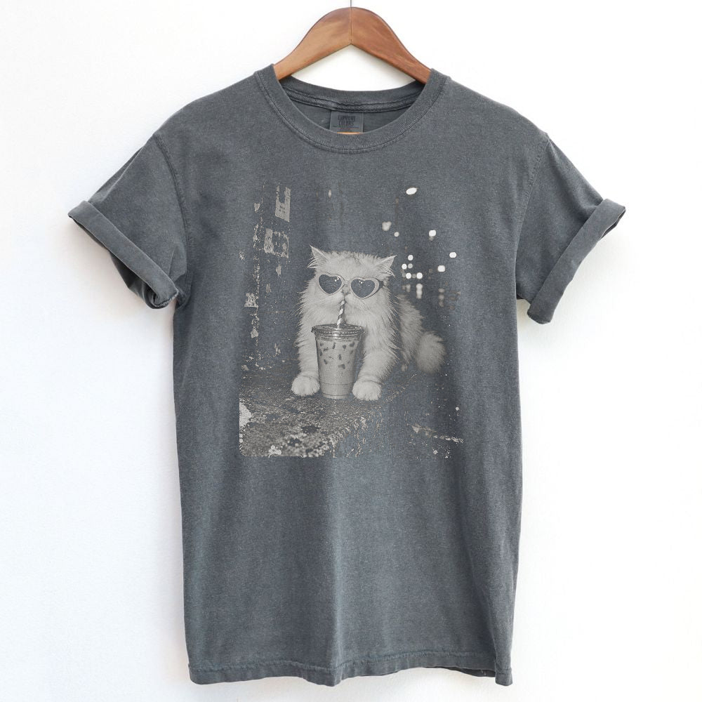 Vintage Iced Coffee Cat T-Shirt