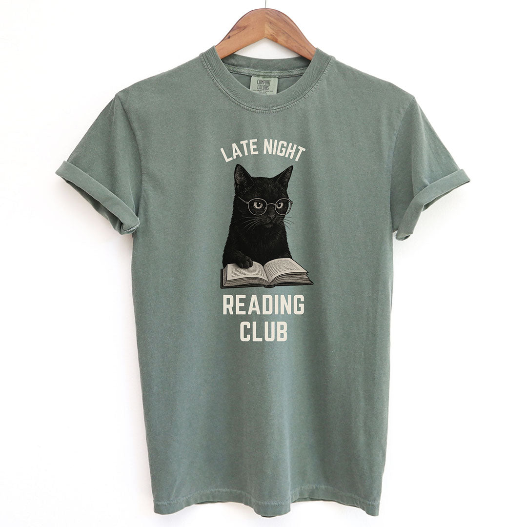 Late Night Reading Club Funny Black Cat Shirt