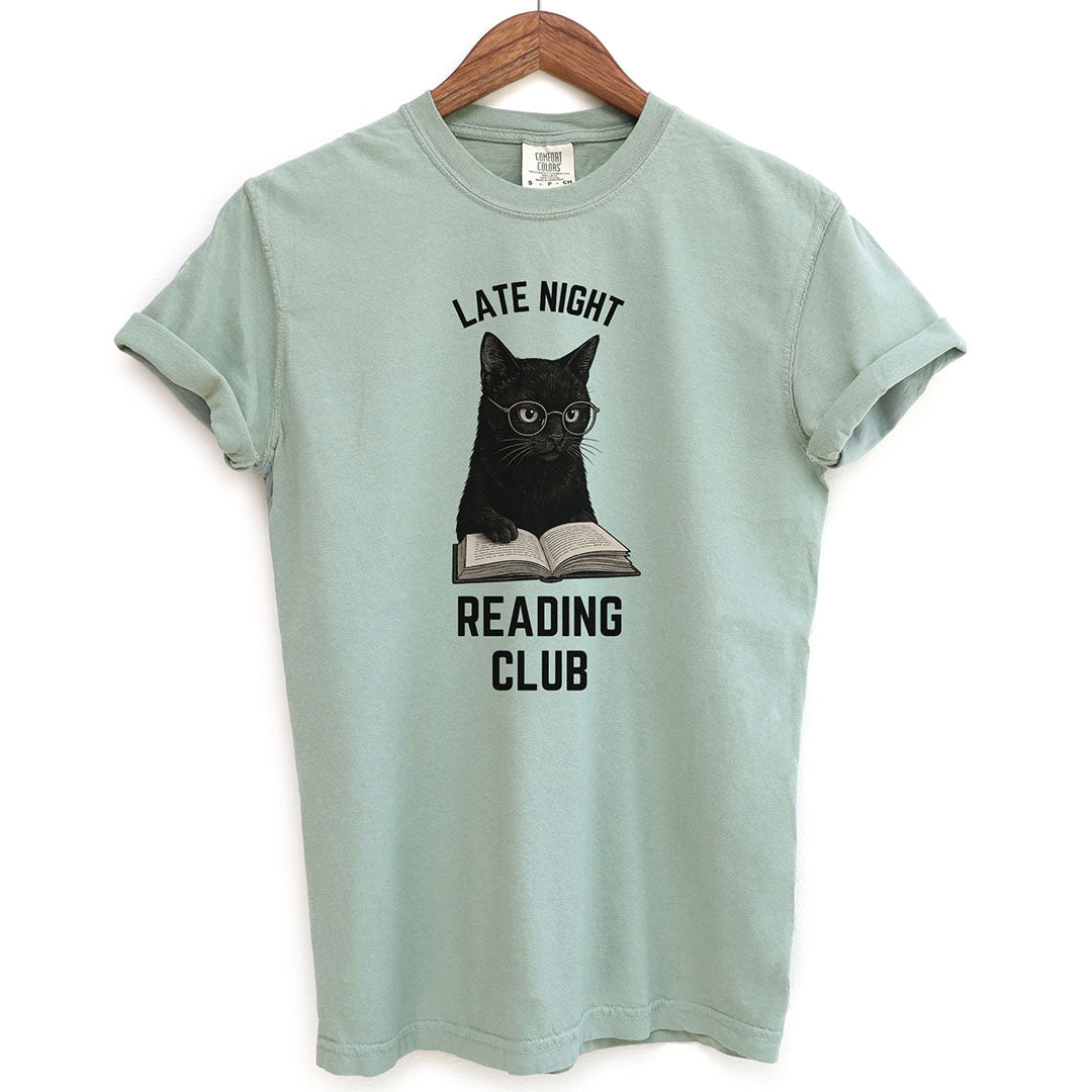 Late Night Reading Club Funny Black Cat Shirt
