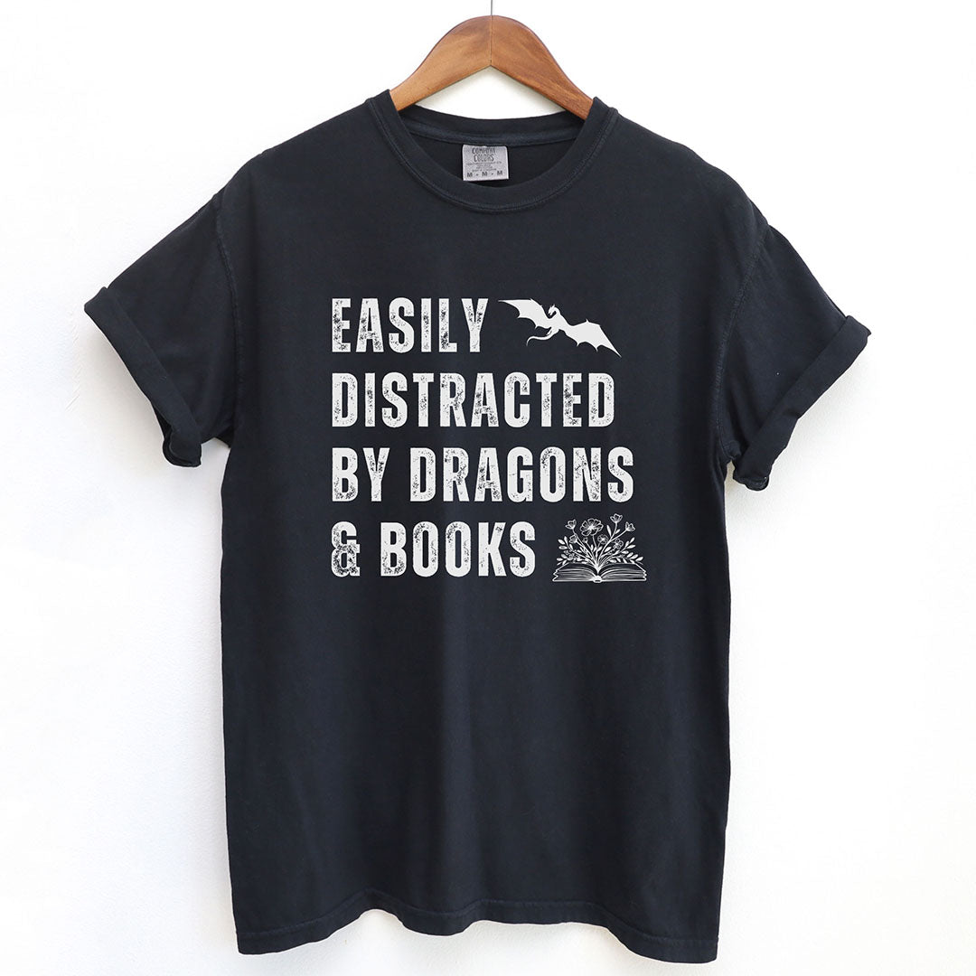 Easily Distracted by Dragons and Books Shirt