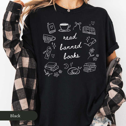 Read Banned Books Doodle Shirt