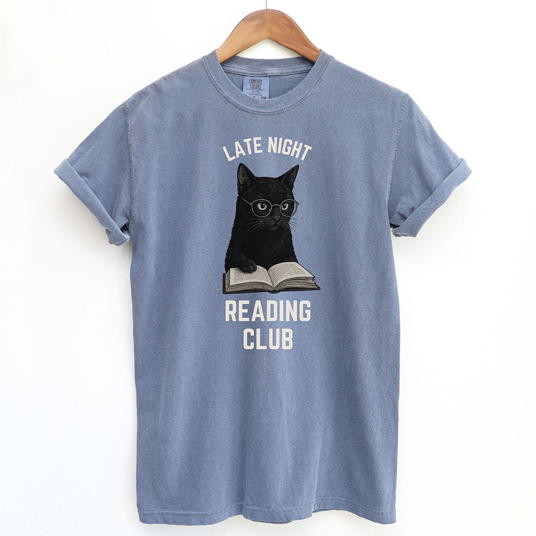 Late Night Reading Club Funny Black Cat Shirt