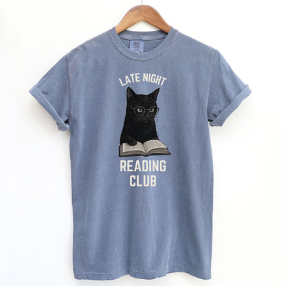 Late Night Reading Club Funny Black Cat Shirt