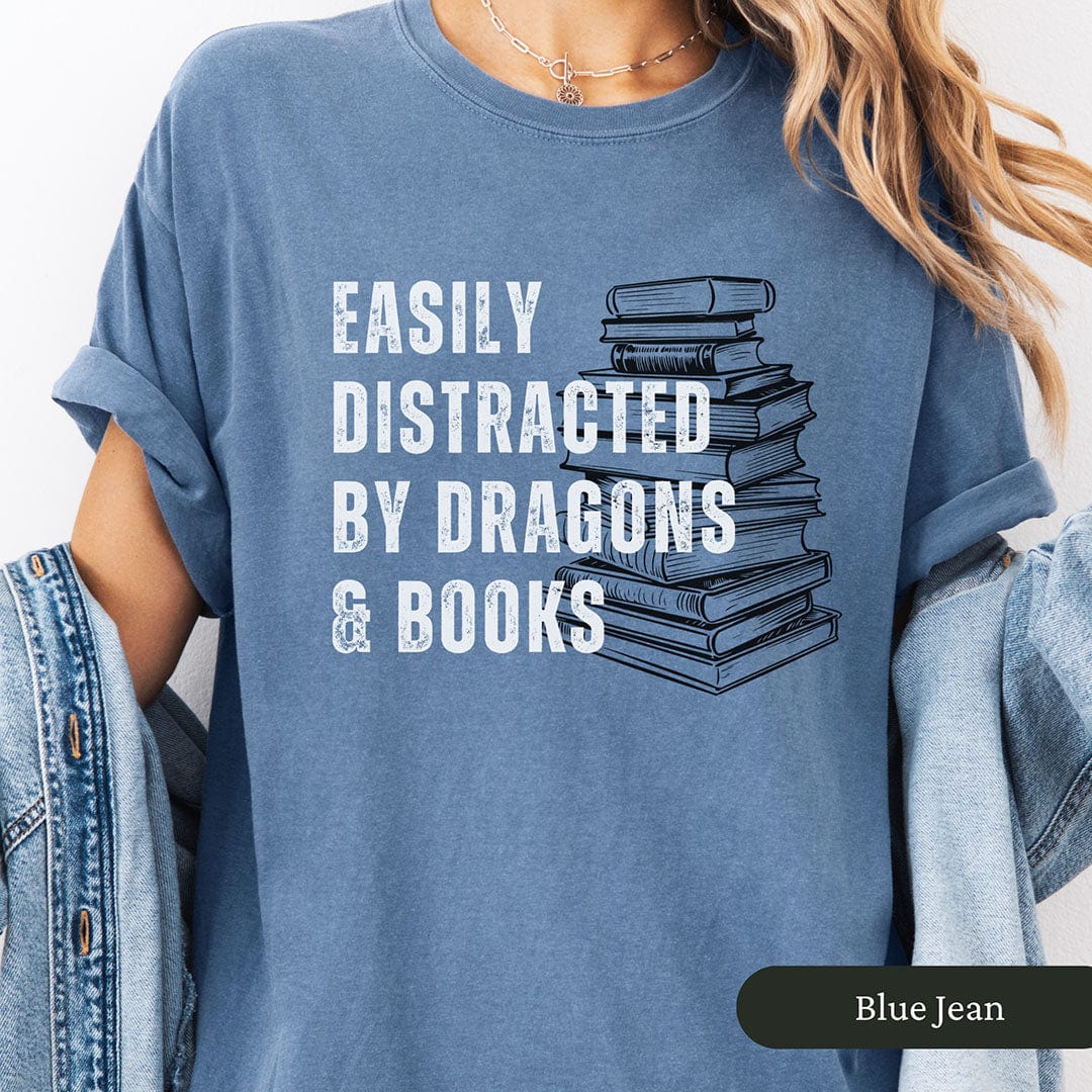 Easily Distracted by Dragons and Books Shirt