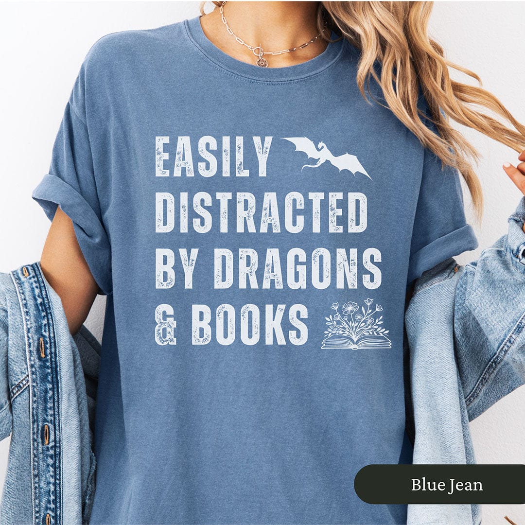 Easily Distracted by Dragons and Books Shirt