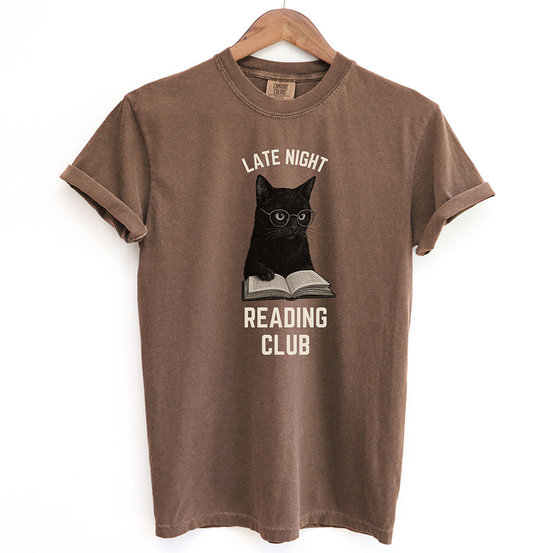 Late Night Reading Club Funny Black Cat Shirt