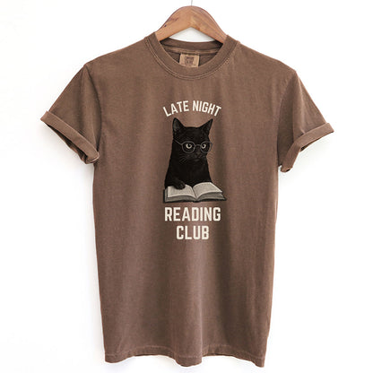 Late Night Reading Club Funny Black Cat Shirt