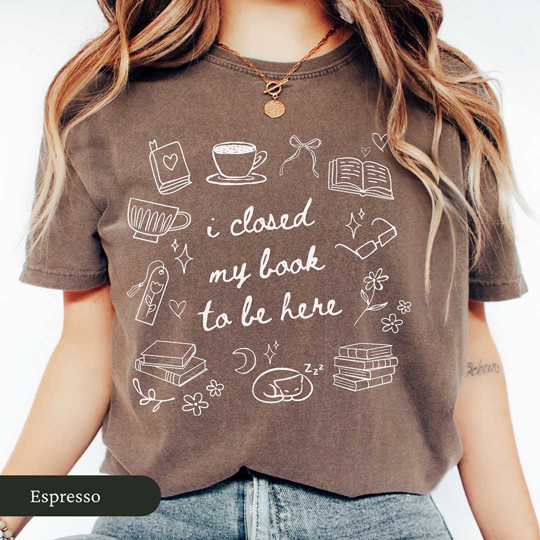 I Closed My Book To Be Here Doodle Shirt