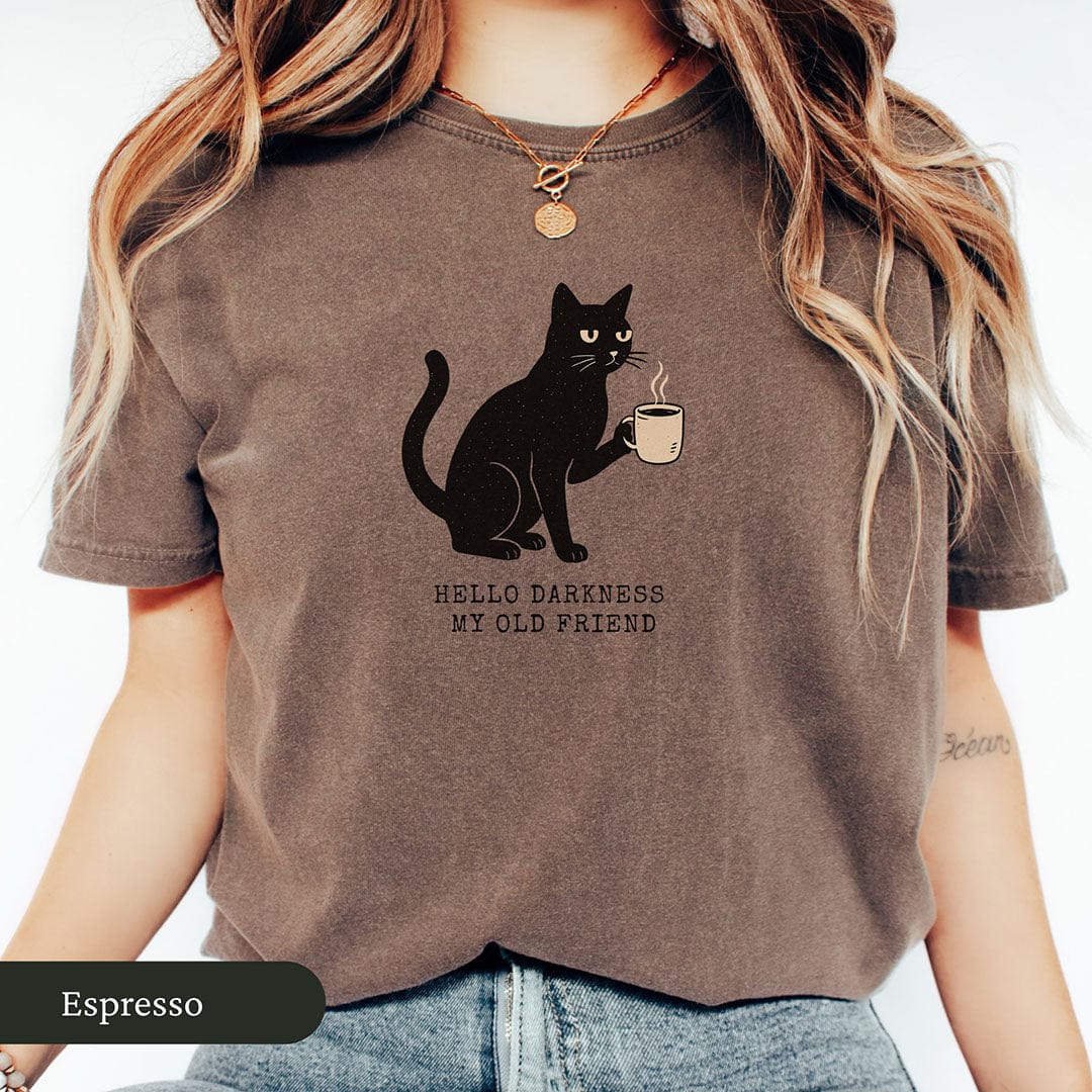 Hello Darkness Black Cat Coffee Shirt