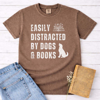 Easily Distracted By Dogs & Books Tee