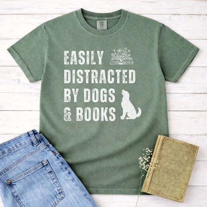 Easily Distracted By Dogs & Books Tee