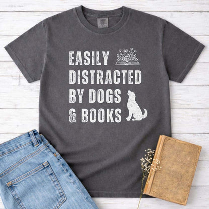 Easily Distracted By Dogs & Books Tee