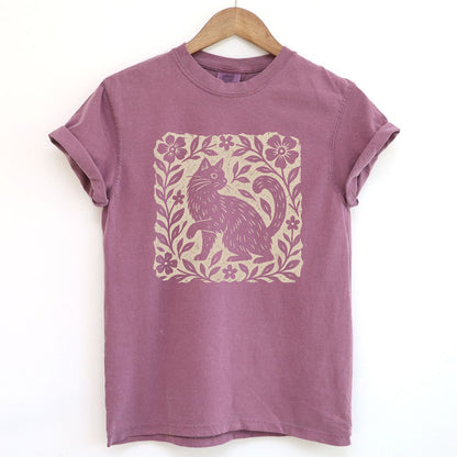 Vintage Floral Folk Cat T-Shirt