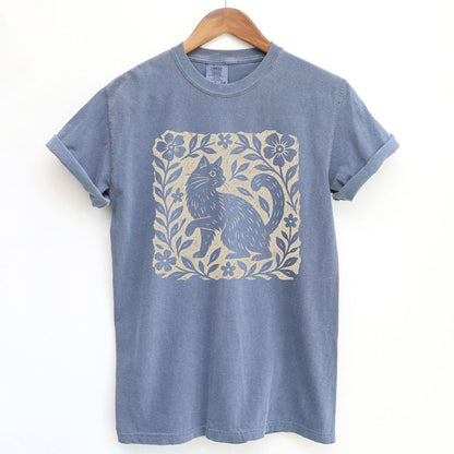 Vintage Floral Folk Cat T-Shirt