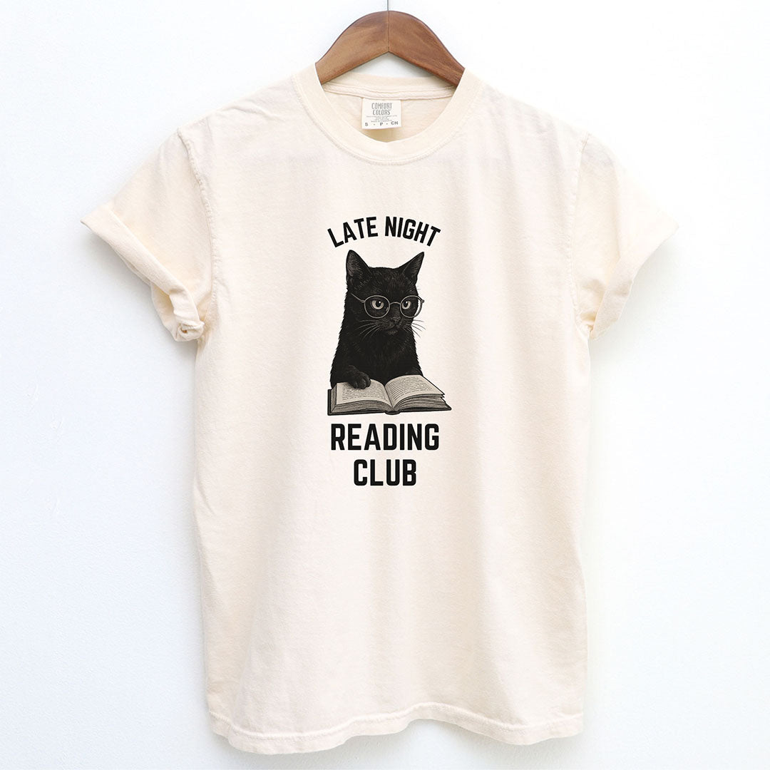 Late Night Reading Club Funny Black Cat Shirt