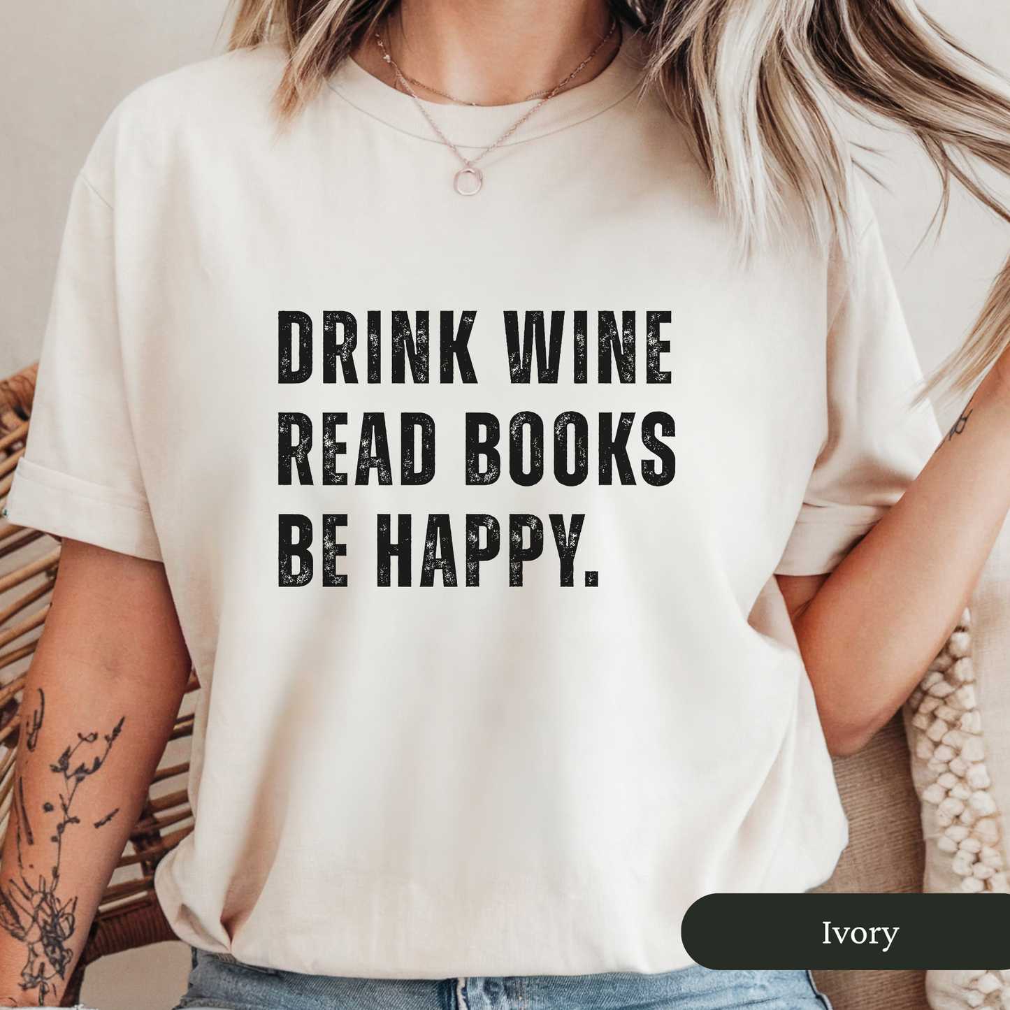 Drink Wine Read Books Be Happy Shirt