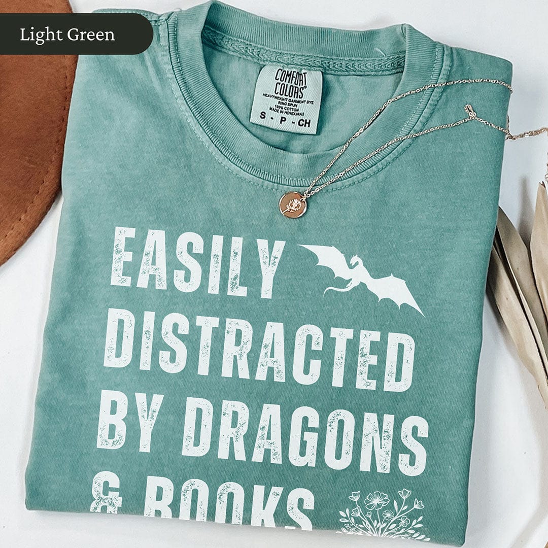 Easily Distracted by Dragons and Books Shirt