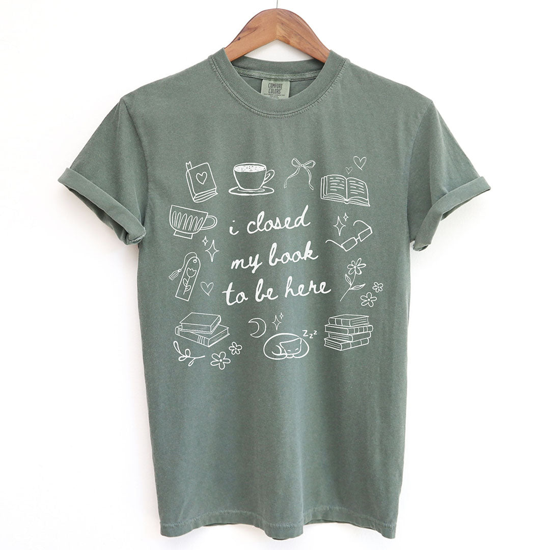 I Closed My Book To Be Here Doodle Shirt