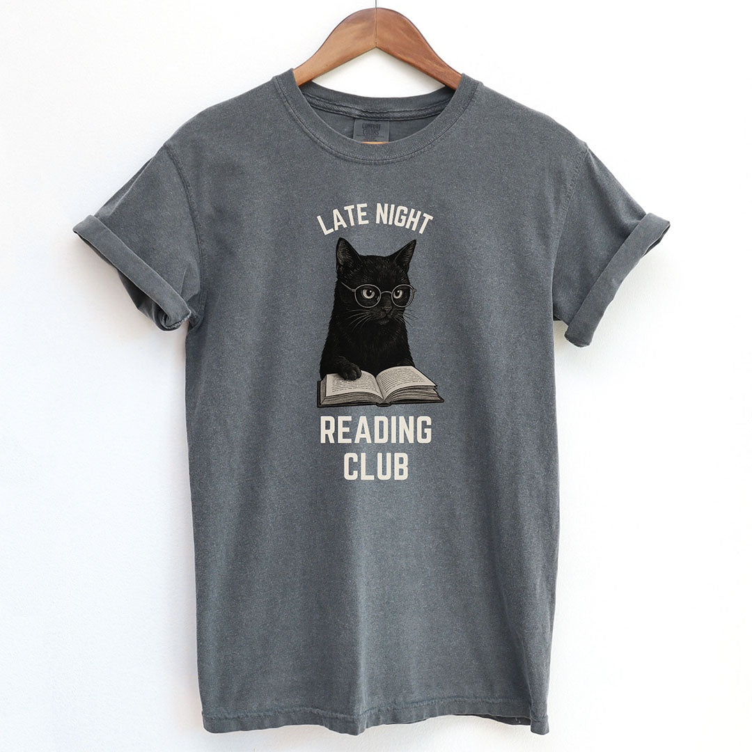 Late Night Reading Club Funny Black Cat Shirt